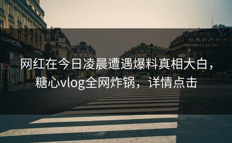 网红在今日凌晨遭遇爆料真相大白，糖心vlog全网炸锅，详情点击