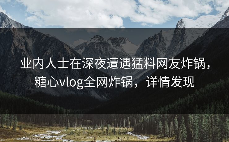 业内人士在深夜遭遇猛料网友炸锅，糖心vlog全网炸锅，详情发现