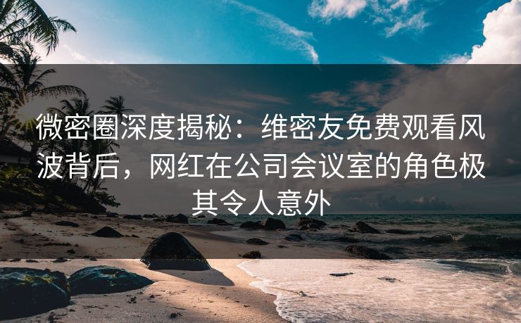 微密圈深度揭秘：维密友免费观看风波背后，网红在公司会议室的角色极其令人意外