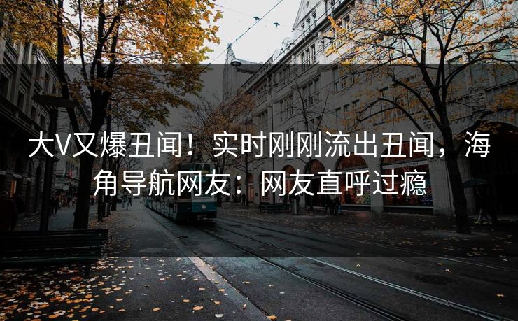 大V又爆丑闻！实时刚刚流出丑闻，海角导航网友：网友直呼过瘾