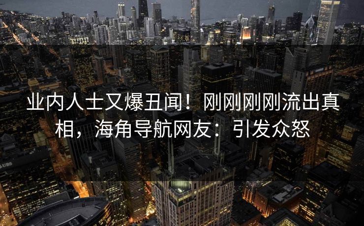 业内人士又爆丑闻！刚刚刚刚流出真相，海角导航网友：引发众怒
