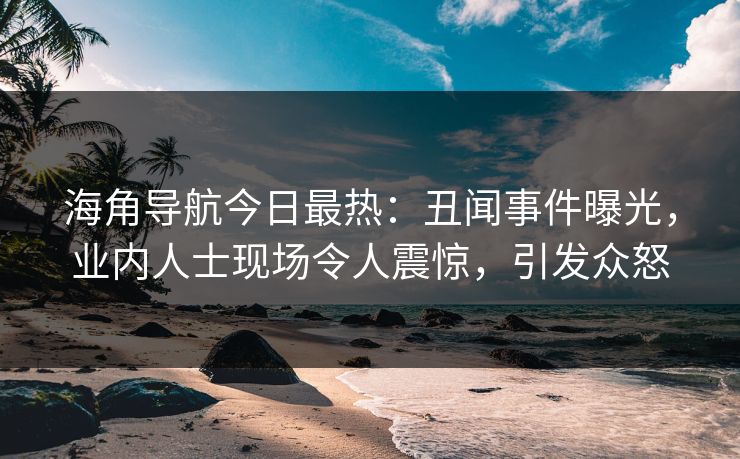 海角导航今日最热：丑闻事件曝光，业内人士现场令人震惊，引发众怒