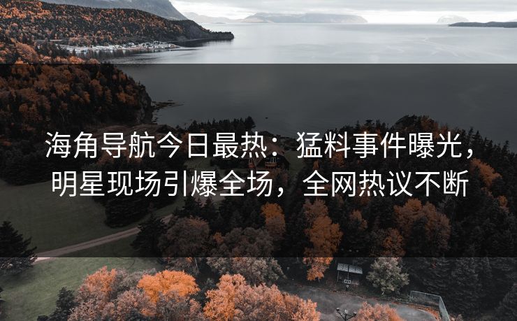 海角导航今日最热：猛料事件曝光，明星现场引爆全场，全网热议不断