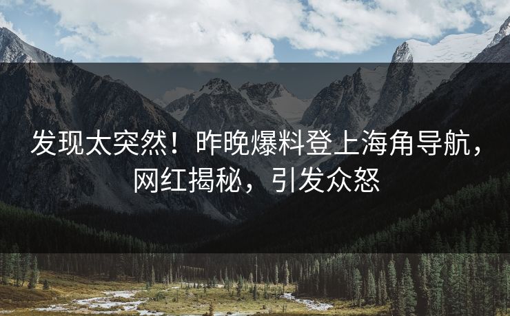 发现太突然！昨晚爆料登上海角导航，网红揭秘，引发众怒