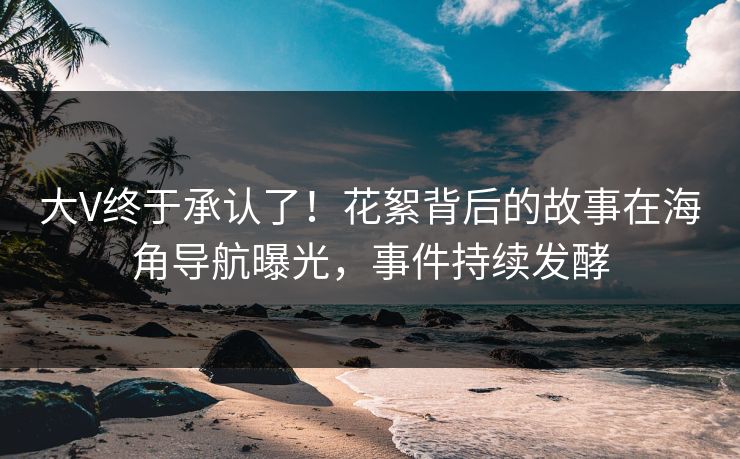大V终于承认了！花絮背后的故事在海角导航曝光，事件持续发酵