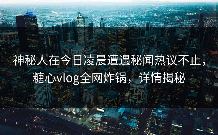 神秘人在今日凌晨遭遇秘闻热议不止，糖心vlog全网炸锅，详情揭秘