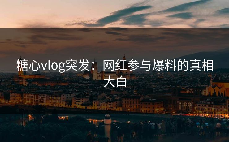 糖心vlog突发：网红参与爆料的真相大白