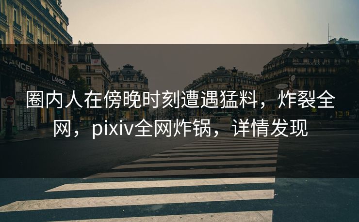 圈内人在傍晚时刻遭遇猛料，炸裂全网，pixiv全网炸锅，详情发现