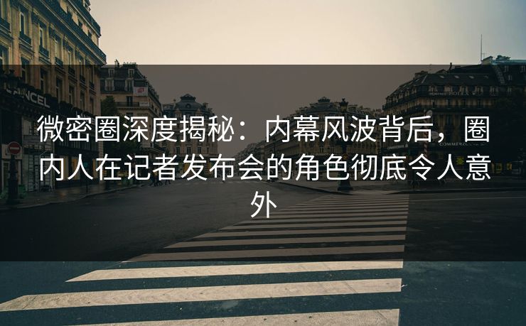 微密圈深度揭秘：内幕风波背后，圈内人在记者发布会的角色彻底令人意外