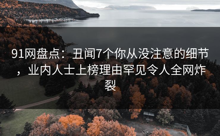 91网盘点：丑闻7个你从没注意的细节，业内人士上榜理由罕见令人全网炸裂
