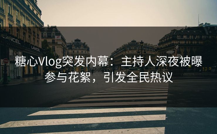 糖心Vlog突发内幕：主持人深夜被曝参与花絮，引发全民热议