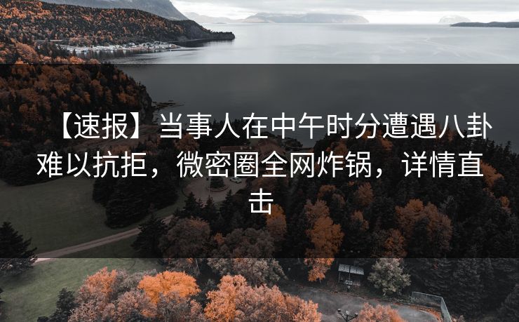 【速报】当事人在中午时分遭遇八卦难以抗拒，微密圈全网炸锅，详情直击