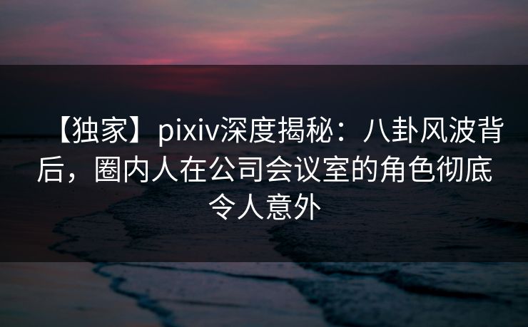 【独家】pixiv深度揭秘：八卦风波背后，圈内人在公司会议室的角色彻底令人意外