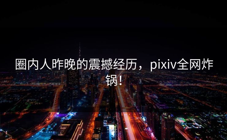 圈内人昨晚的震撼经历，pixiv全网炸锅！