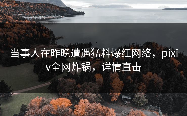 当事人在昨晚遭遇猛料爆红网络，pixiv全网炸锅，详情直击