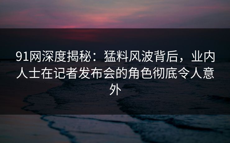 91网深度揭秘：猛料风波背后，业内人士在记者发布会的角色彻底令人意外
